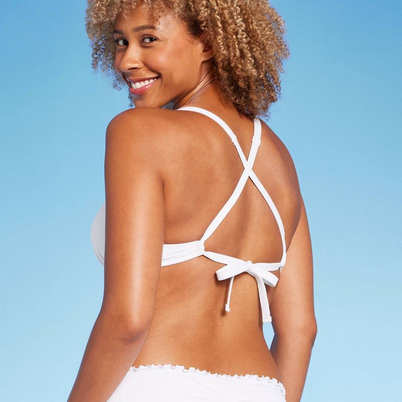 slide 4 of 5, Women's Triangle Push-Up Tunneled Strap Bikini Top - Shade & Shore™ White 36DD, 1 ct
