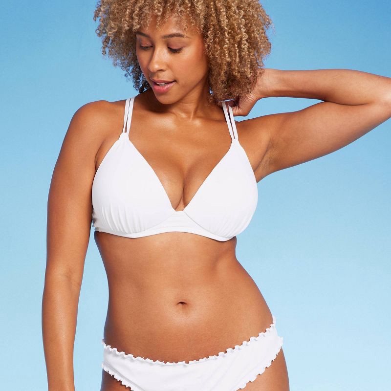 slide 1 of 5, Women's Triangle Push-Up Tunneled Strap Bikini Top - Shade & Shore™ White 36DD, 1 ct