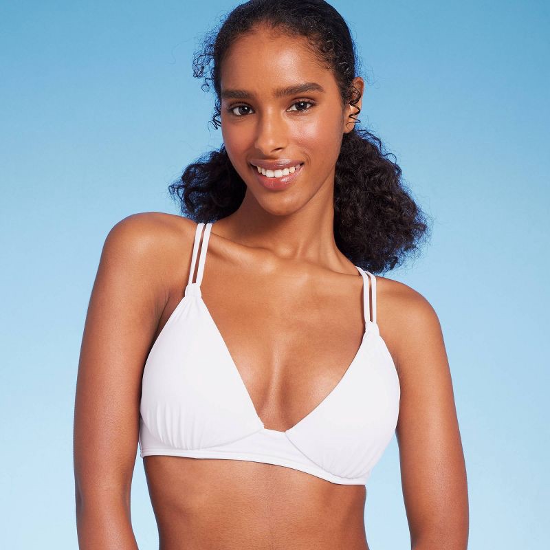 slide 2 of 5, Women's Triangle Push-Up Tunneled Strap Bikini Top - Shade & Shore™ White 36DD, 1 ct