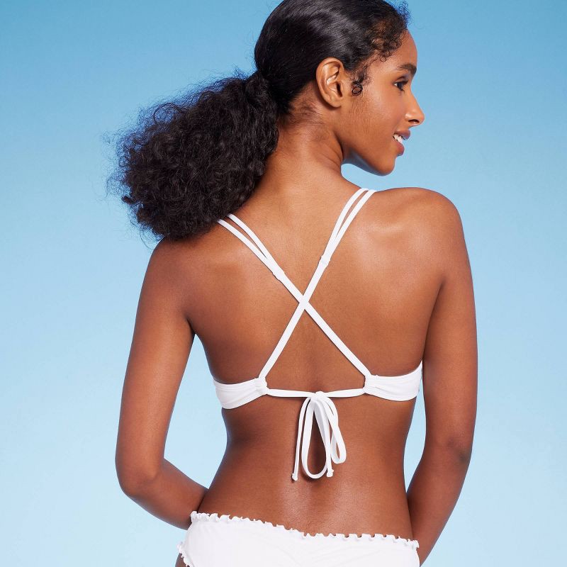 slide 3 of 5, Women's Triangle Push-Up Tunneled Strap Bikini Top - Shade & Shore™ White 36DD, 1 ct