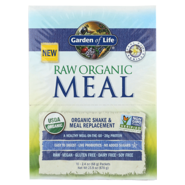slide 1 of 1, Garden of Life Raw Meal Vanilla Packets Organic, 10 ct; 2.4 oz
