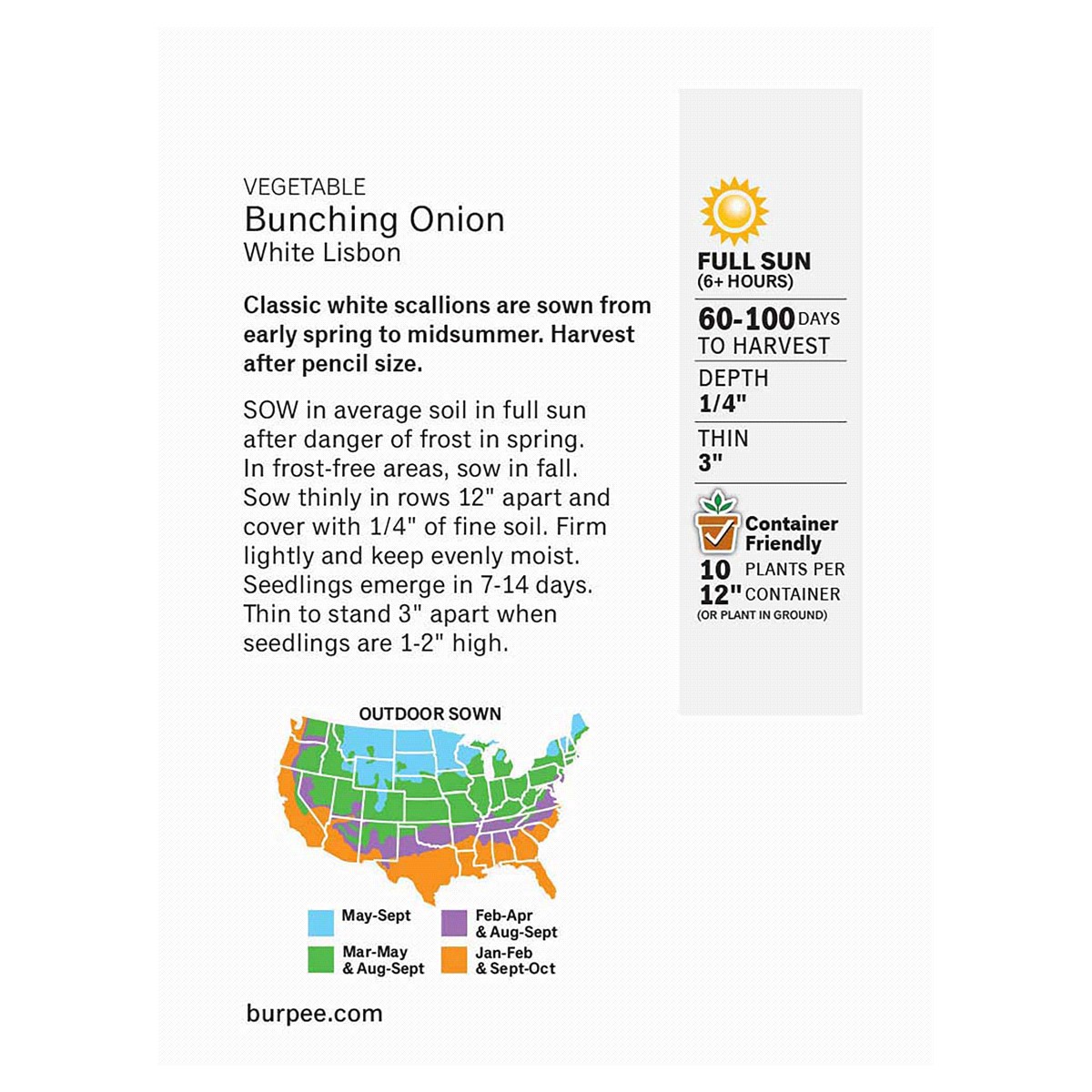 slide 5 of 5, Burpee Onion White Lisbon Bunching Seeds, 1 ct