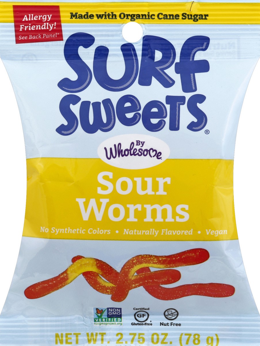 slide 3 of 3, Surf Sweets Organic Sour Worms, 2.75 oz