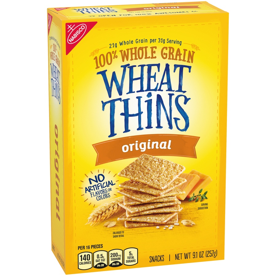 slide 2 of 9, Wheat Thins Original Whole Grain Wheat Crackers, 9.1 oz, 9.1 oz