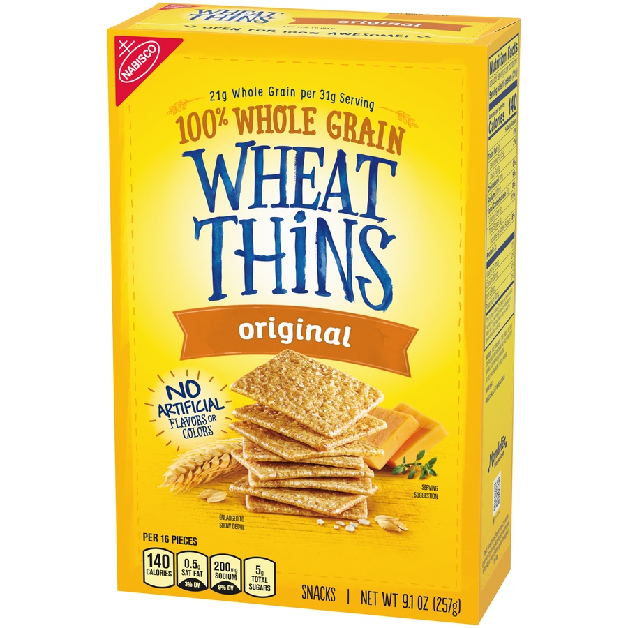 slide 8 of 9, Wheat Thins Original Whole Grain Wheat Crackers, 9.1 oz, 9.1 oz