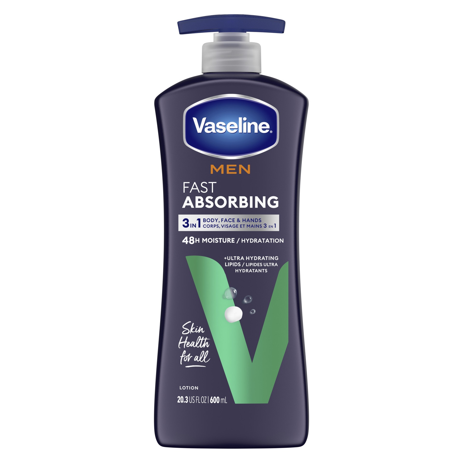 slide 1 of 5, Vaseline Men Fast Absorbing 3-in-1 Face, Hands & Body Lotion for Men,, 20.3 oz, 20.3 oz