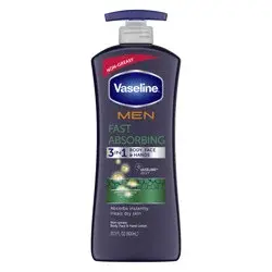 Vaseline Men Fast Absorbing Moisture 3-in-1 Body, Face & Hands Pump Lotion Scented - 20.3oz