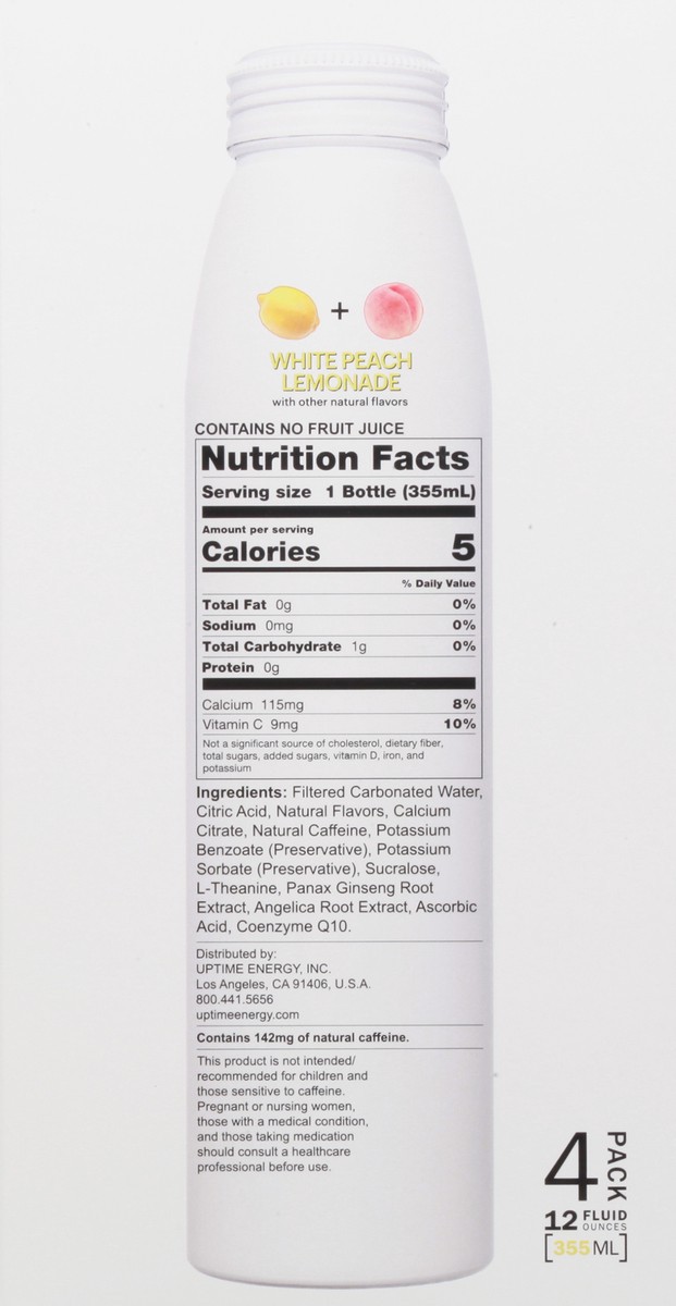 slide 10 of 10, UPTIME White Peach Lemonade Sugar Free- 4 ct, 4 ct