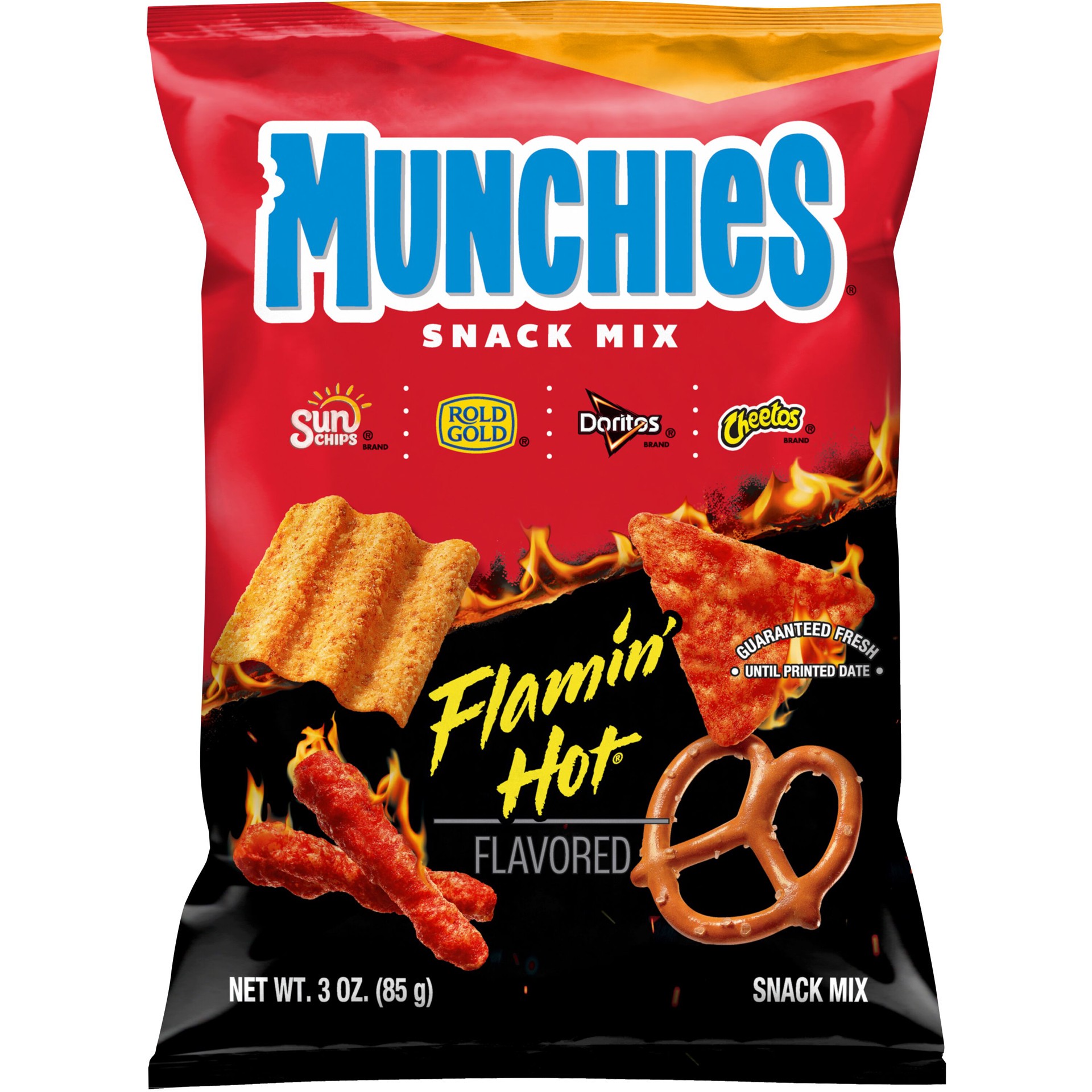 slide 1 of 3, Munchies Snack Mix Flamin' Hot Flavored 3 Oz, 3 oz