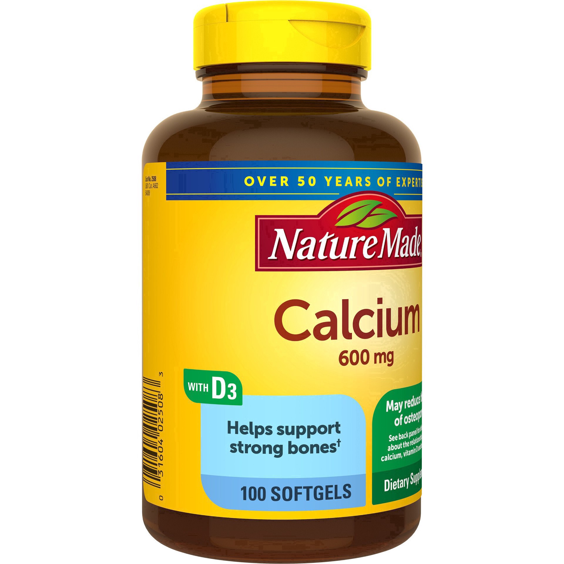 slide 20 of 26, Nature Made Calcium 600mg Softgels with Vitamin D3 for Bone Support - 100ct, 600mg, 100 ct