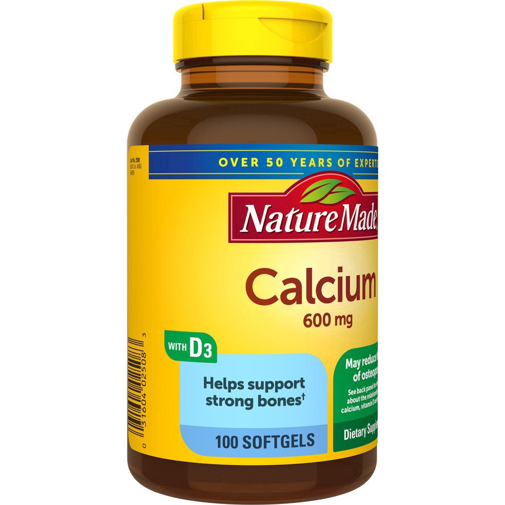 slide 4 of 26, Nature Made Calcium 600mg Softgels with Vitamin D3 for Bone Support - 100ct, 600mg, 100 ct