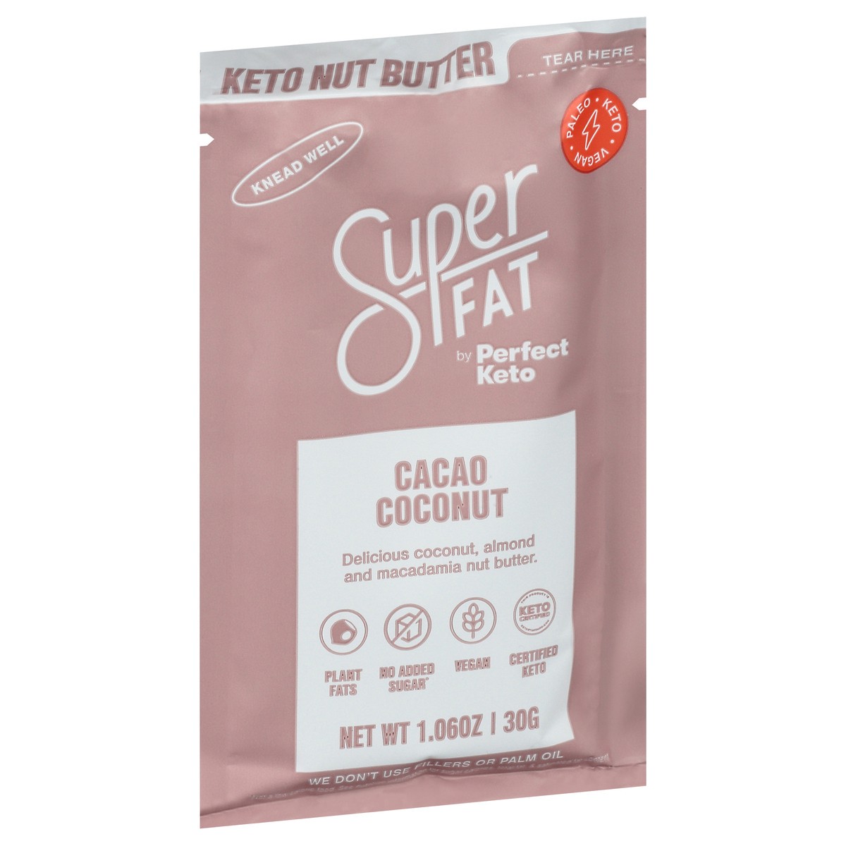 slide 7 of 9, SuperFat Cacao Coconut Keto Nut Butter 1.06 oz, 1.06 oz