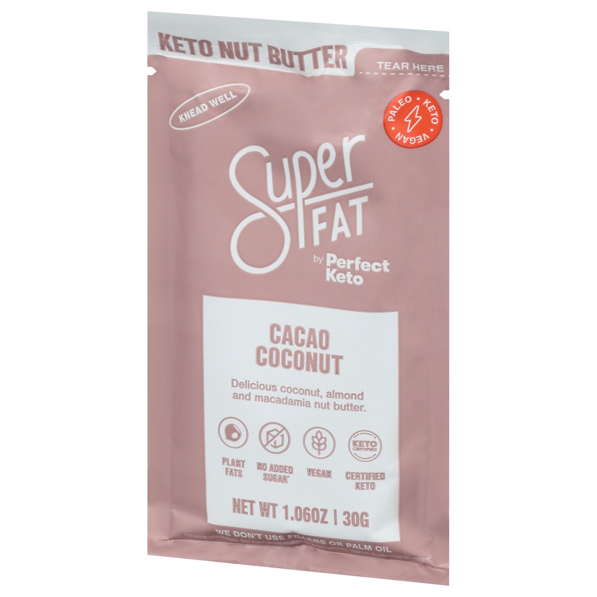 slide 4 of 9, SuperFat Cacao Coconut Keto Nut Butter 1.06 oz, 1.06 oz