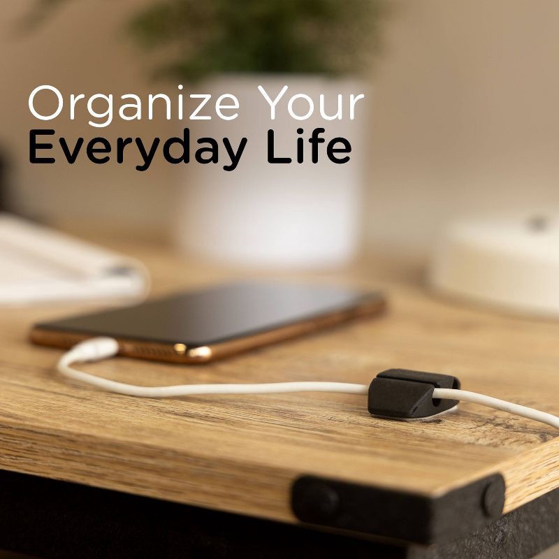 slide 5 of 8, Cordinate Dual Slot Cable Management Dots - 6 Pack - Black, 6 ct