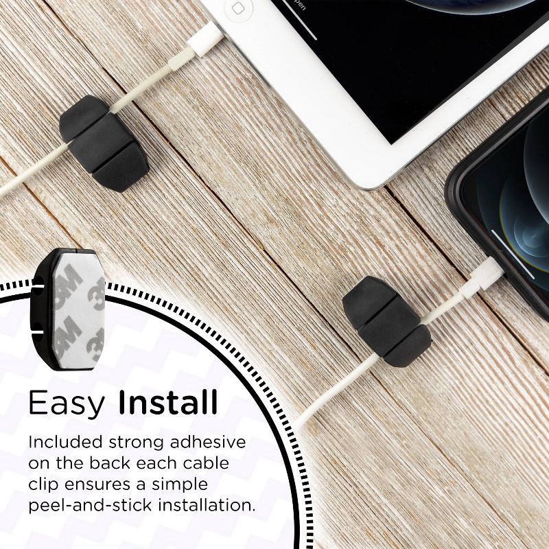 slide 7 of 8, Cordinate Dual Slot Cable Management Dots - 6 Pack - Black, 6 ct