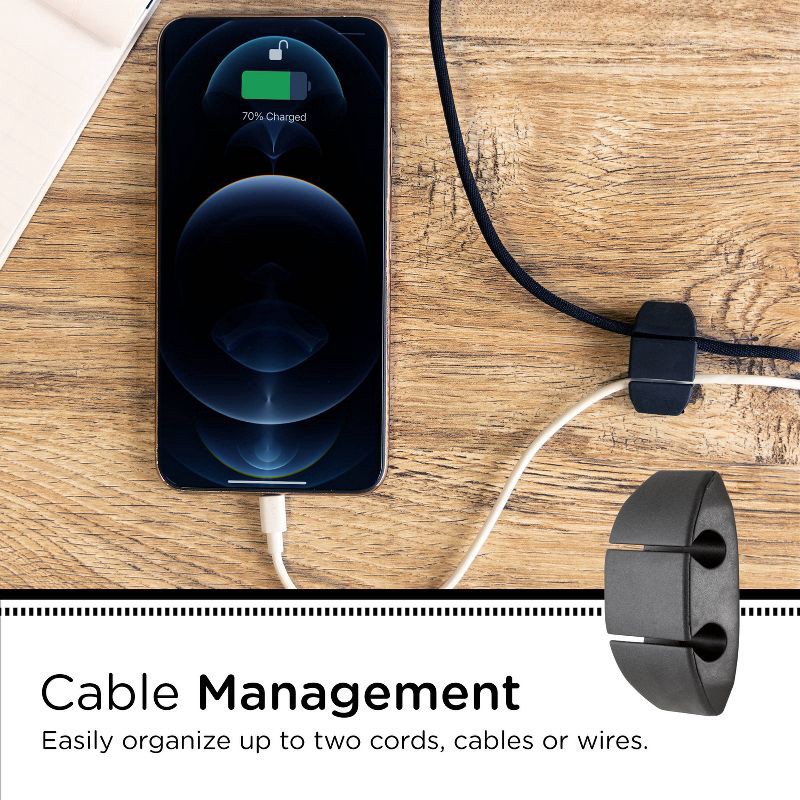 slide 3 of 8, Cordinate Dual Slot Cable Management Dots - 6 Pack - Black, 6 ct