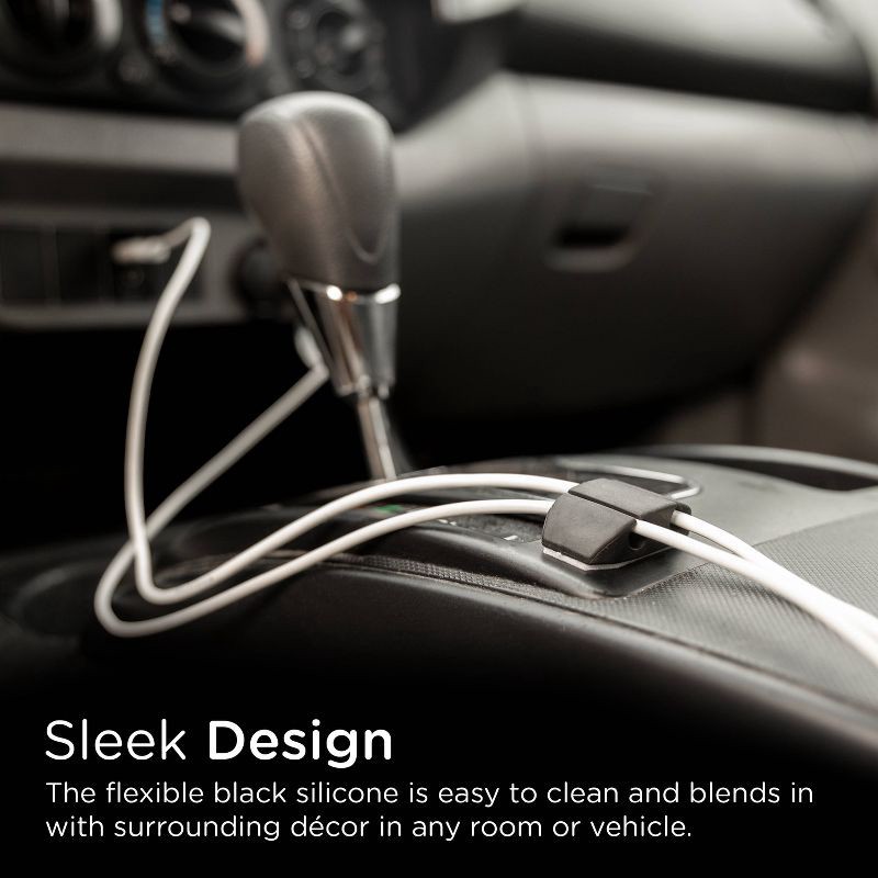 slide 8 of 8, Cordinate Dual Slot Cable Management Dots - 6 Pack - Black, 6 ct