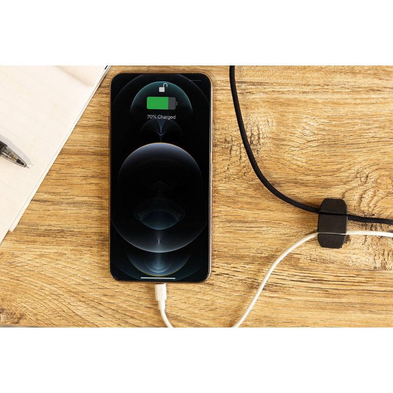 slide 6 of 8, Cordinate Dual Slot Cable Management Dots - 6 Pack - Black, 6 ct