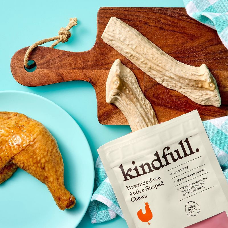 slide 2 of 6, Rawhide-Free Antler Shaped Dog Treats Chicken Flavor - 6.5oz - Kindfull™, 6.5 oz