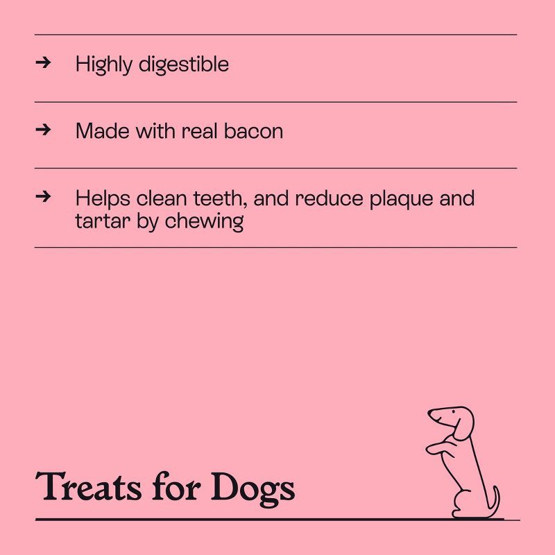 slide 4 of 7, Rawhide-Free Bacon and Smoke Flavor Pig Ear Shaped Dental and Hard Chew Dog Treats - Kindfull™ 7.5oz, 7.5 oz