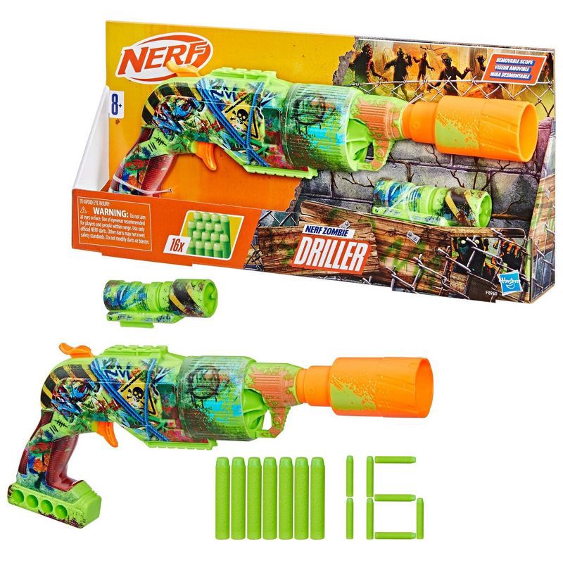 slide 1 of 8, NERF Zombie Driller Dart Blaster, 1 ct
