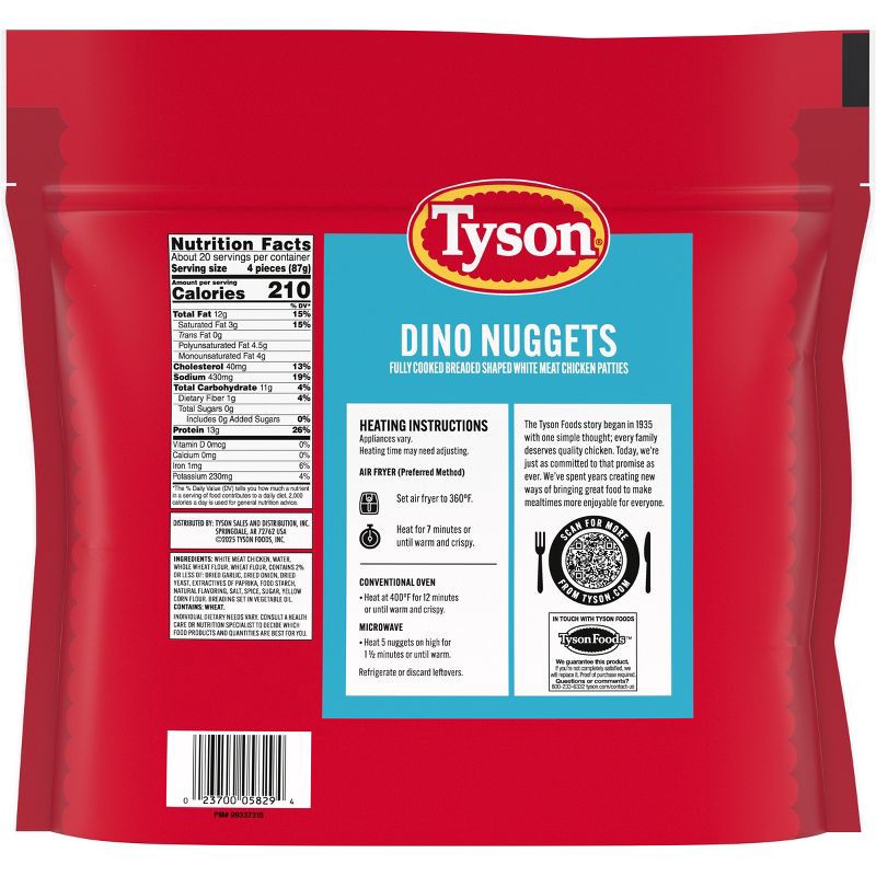 slide 9 of 9, Tyson Chicken White Meat Fun Nuggets - Frozen - 64oz, 64 oz