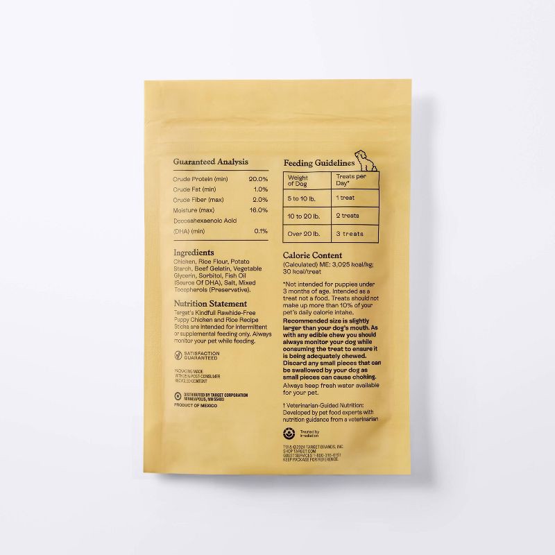 slide 3 of 7, Rawhide-Free Chicken and Rice Puppy Treat Sticks - 3.5oz/10ct - Kindfull™, 10 ct; 3.5 oz