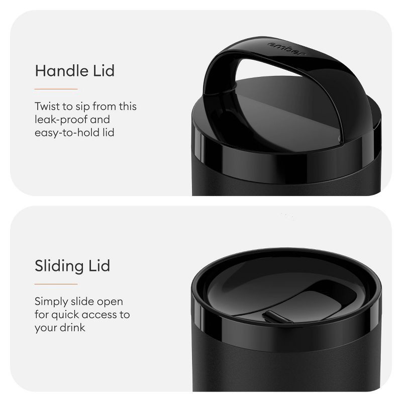 slide 4 of 9, Ember 16oz Temperature Control Smart Tumbler Mug Slate Black: Stainless Steel, Hand Wash, Hot Beverages, 16 oz