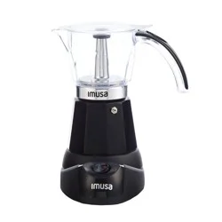 IMUSA Aluminum Espresso Maker Black: Electric Coffee Machine, 1.5L Capacity, Hand Wash, 480W, Ground & Whole Beans