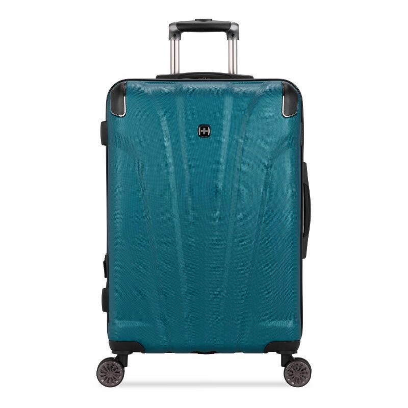 slide 2 of 11, SWISSGEAR Cascade Hardside Medium Checked Suitcase - Teal: 8-Wheel, Adjustable Handle, 1 ct
