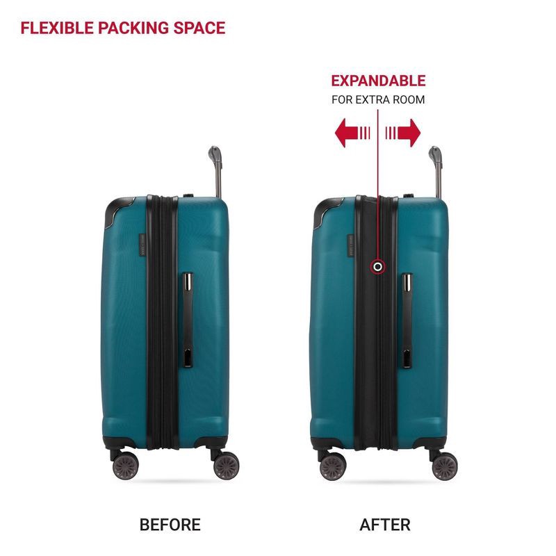 slide 5 of 11, SWISSGEAR Cascade Hardside Medium Checked Suitcase - Teal: 8-Wheel, Adjustable Handle, 1 ct