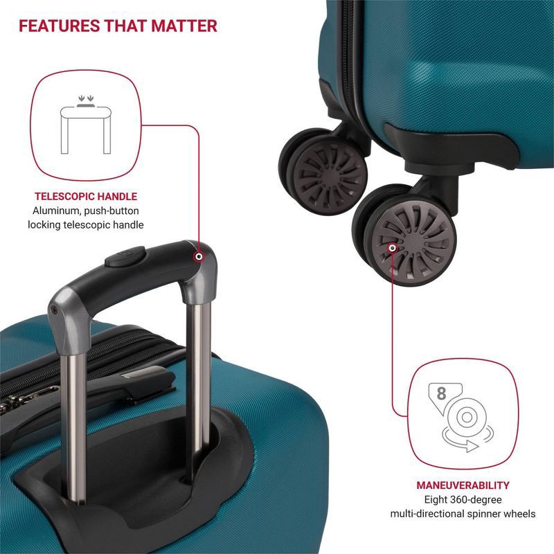 slide 6 of 11, SWISSGEAR Cascade Hardside Medium Checked Suitcase - Teal: 8-Wheel, Adjustable Handle, 1 ct