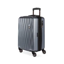 SWISSGEAR Energie Hardside Carry On Spinner Suitcase - Iron Gray: Telescoping Handle, Tear-Resistant