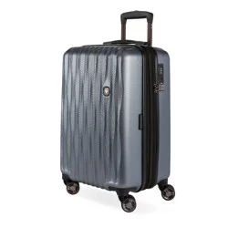 SWISSGEAR Energie Hardside Carry On Spinner Suitcase - Iron Gray: Telescoping Handle, Tear-Resistant