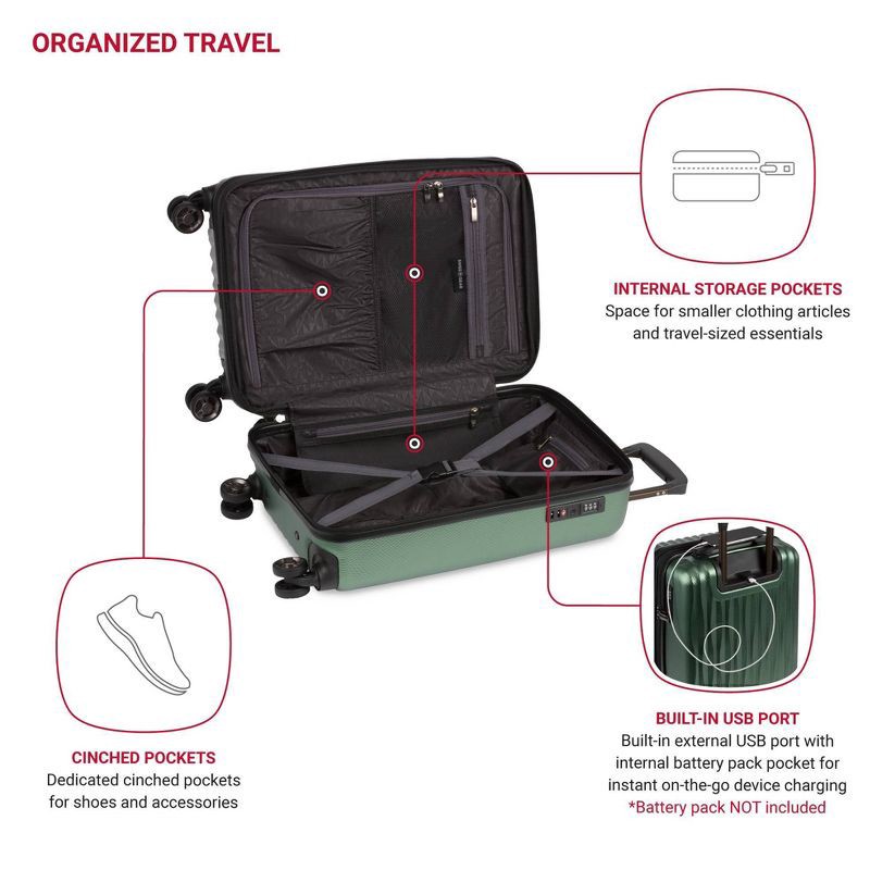 slide 5 of 18, SWISSGEAR Energie Hardside Carry On Spinner Suitcase - Verdun Green, 1 ct