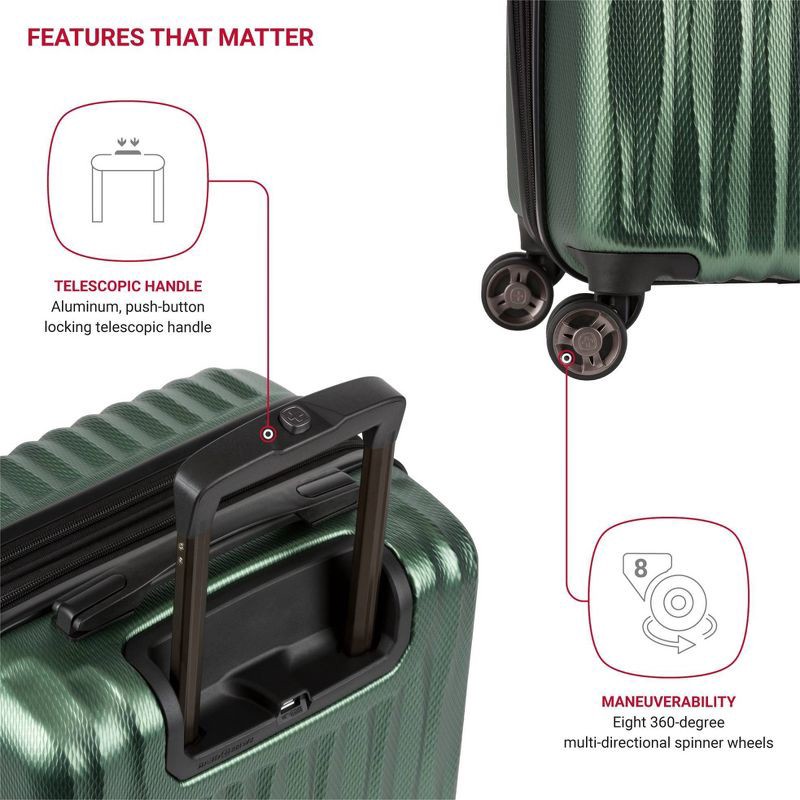 slide 7 of 18, SWISSGEAR Energie Hardside Carry On Spinner Suitcase - Verdun Green, 1 ct