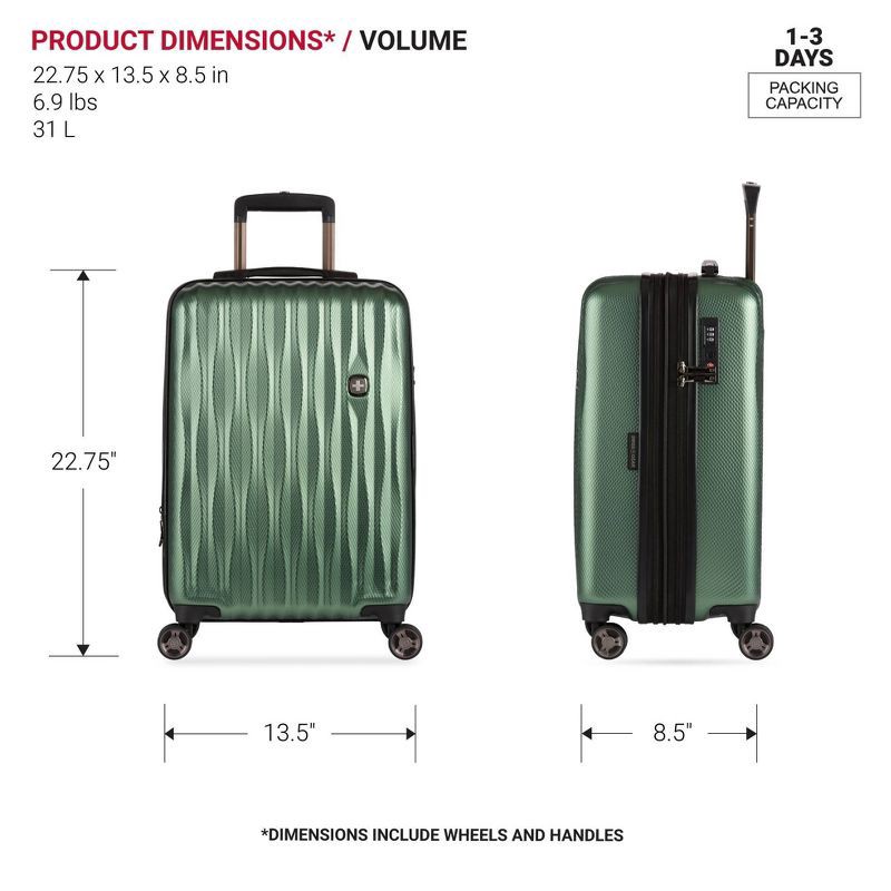 slide 8 of 18, SWISSGEAR Energie Hardside Carry On Spinner Suitcase - Verdun Green, 1 ct