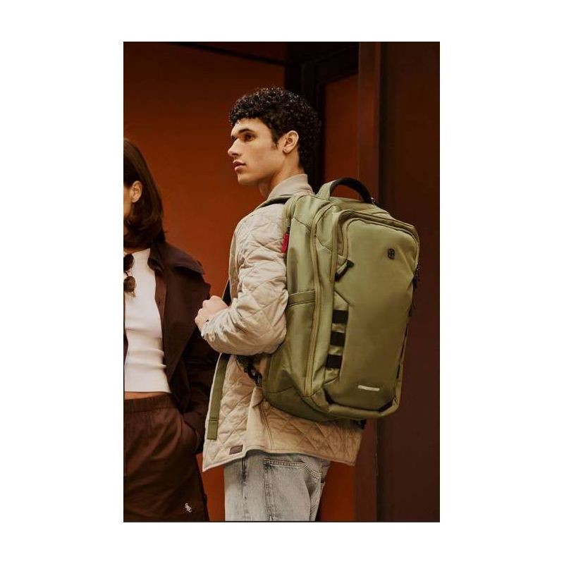 slide 12 of 12, SWISSGEAR 45L Travel Backpack with RFID Blocking Pocket - Olive Branch: Polyester, Fits 17" Laptop, 45 liter