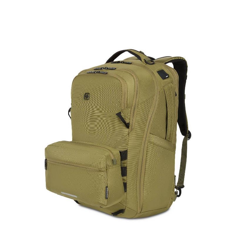 slide 4 of 12, SWISSGEAR 45L Travel Backpack with RFID Blocking Pocket - Olive Branch: Polyester, Fits 17" Laptop, 45 liter