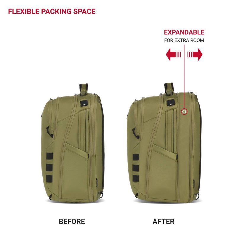 slide 5 of 21, SwissGear 45L Travel Backpack with RFID Blocking Pocket - Olive Branch, 45 liter