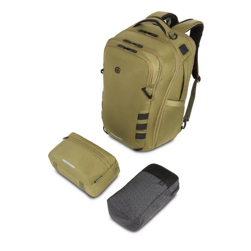 slide 5 of 12, SWISSGEAR 45L Travel Backpack with RFID Blocking Pocket - Olive Branch: Polyester, Fits 17" Laptop, 45 liter