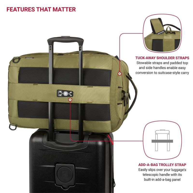 slide 6 of 21, SwissGear 45L Travel Backpack with RFID Blocking Pocket - Olive Branch, 45 liter