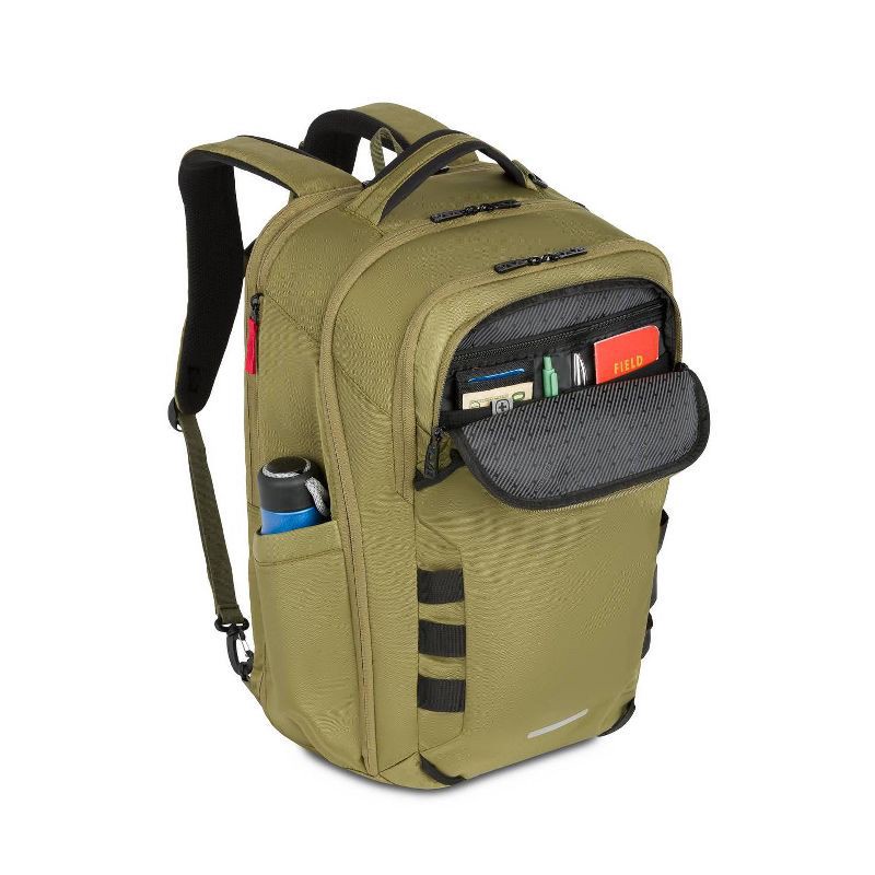 slide 6 of 12, SWISSGEAR 45L Travel Backpack with RFID Blocking Pocket - Olive Branch: Polyester, Fits 17" Laptop, 45 liter