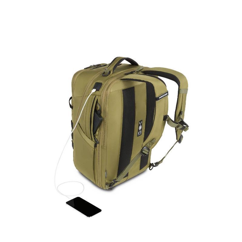 slide 9 of 12, SWISSGEAR 45L Travel Backpack with RFID Blocking Pocket - Olive Branch: Polyester, Fits 17" Laptop, 45 liter