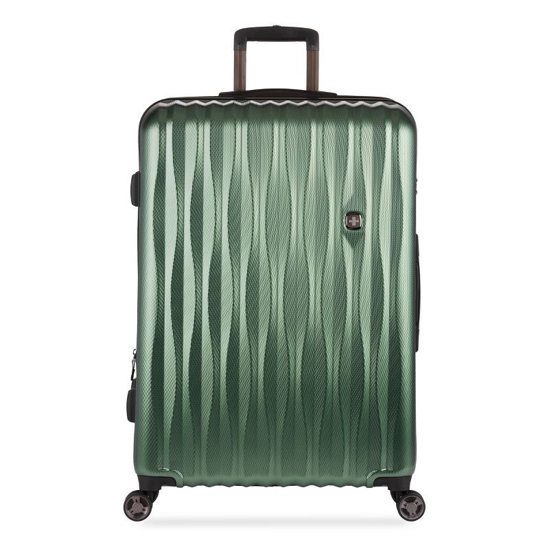 slide 8 of 15, SWISSGEAR Energie Hardside Large Checked Spinner Suitcase - Verdun Green: Expandable, 1 ct