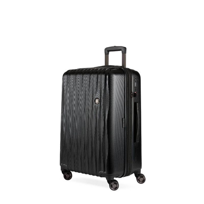 slide 2 of 12, SWISSGEAR Energie Hardside Medium Checked Spinner Suitcase - Black: Aluminum Handle, Tear-Resistant, Polycarbonate Shell, 1 ct