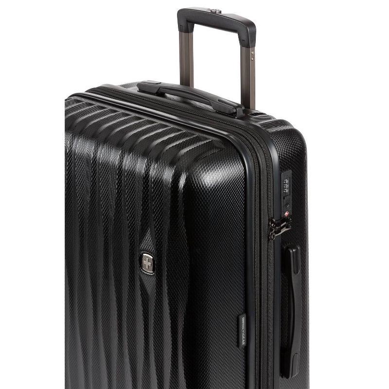 slide 12 of 12, SWISSGEAR Energie Hardside Medium Checked Spinner Suitcase - Black: Aluminum Handle, Tear-Resistant, Polycarbonate Shell, 1 ct