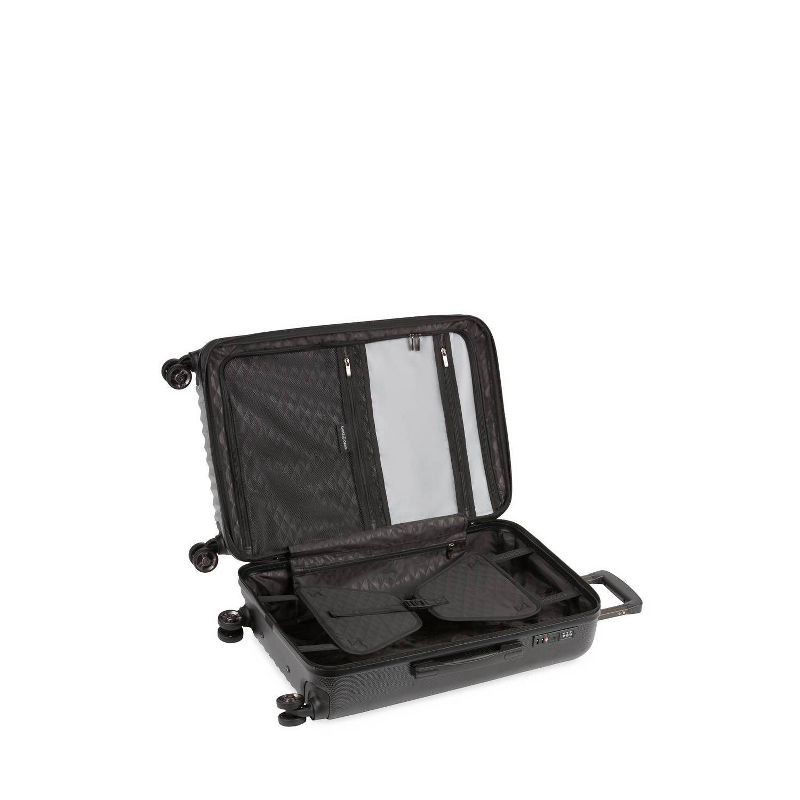 slide 6 of 12, SWISSGEAR Energie Hardside Medium Checked Spinner Suitcase - Black: Aluminum Handle, Tear-Resistant, Polycarbonate Shell, 1 ct