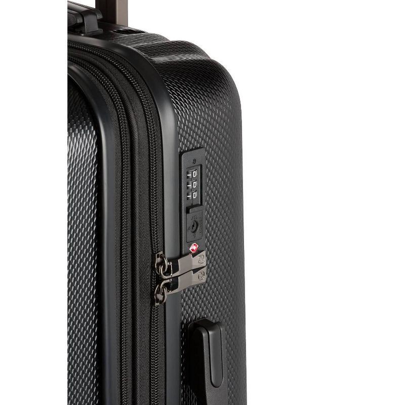slide 7 of 12, SWISSGEAR Energie Hardside Medium Checked Spinner Suitcase - Black: Aluminum Handle, Tear-Resistant, Polycarbonate Shell, 1 ct
