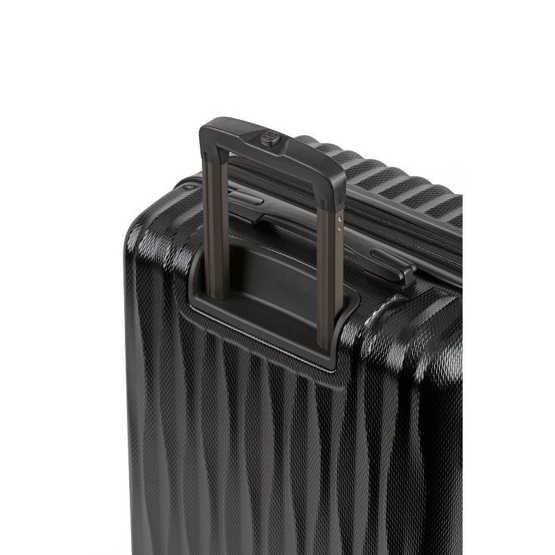 slide 9 of 12, SWISSGEAR Energie Hardside Medium Checked Spinner Suitcase - Black: Aluminum Handle, Tear-Resistant, Polycarbonate Shell, 1 ct